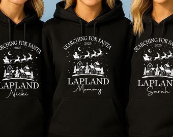 Sudadera navideña personalizada para la familia Laponia, Camiseta de Pesadilla antes de Navidad, Jersey navideño a juego para toda la familia Laponia, Familia Laponia 2025 (Hod)