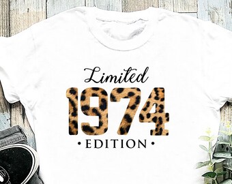 50th Birthday TShirt UK, 1974 Vintage Birthday Shirt, 50th Birthday T-shirts for Women Men, Personalised Birthday Gift , 1974 (Lapord new)