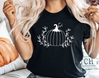 Floral Pumpkin Halloween T shirt, Halloween Costume Gift for Friends, Halloween pumpkin, witch, skull, scarecrow