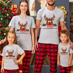 Reindeer Christmas Shirts, Christmas Family Shirts, Matching Family Shirts, Personalized Holiday Xmas Shirt,Matching Christmas Family Shirts