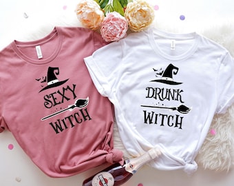 Sexy  witch  Drunk witch Good Witch Bad Witch Shirts , Halloween Shirts , Halloween Matching Shirts, Family Matching Halloween T shirts