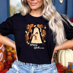 Witch Halloween shirt, ladies funny Halloween shirt, Halloween Gift,Four gooseTee,Tshirt Chick or treat, Halloween kids tee, Mushroom ghost