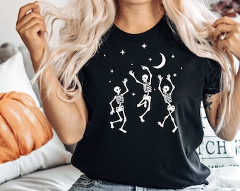 Dancing Skeleton Shirt Skeletons Happy Halloween Tshirt Halloween Shirt Tee Shirt T-shirt Oversized Tee Shirt Comfort Colors