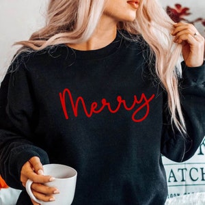 Christmas Sweatshirt, Funny Christmas Shirts for Women, Christmas Gifts for Women Merry Shirt, Christmas Christmas Sweatshirt, MERRY (SWT)