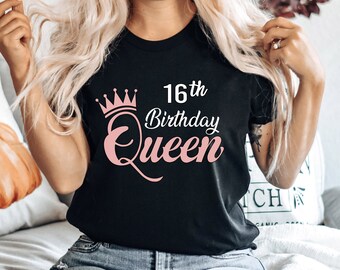 16. 18. 20. 30. 40. 50. 60. 70. 80. Geburtstag Tshirt für Frauen Mädchen Geburtstag Queen Shirt Lustige Geburtstag Party Kinder Shirt, BIG QUEEN