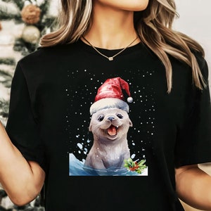 Vrolijk kerstshirt, Nightmare Before Xmass-top, rendier, sneeuwpop, sneeuwvlok, kerstmuts, elf, feestelijke feestdagen, zegel met kerstmuts