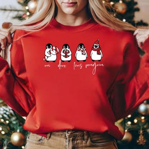 クリスマス ジャンパー、ナイトメアー ビフォア クリスマス トップ、トナカイ、雪だるま、グリンチ、スノーフレーク、サンタクロース、エルフ、お祭りホリデー シーズン、Undeux Penguin (SWT)