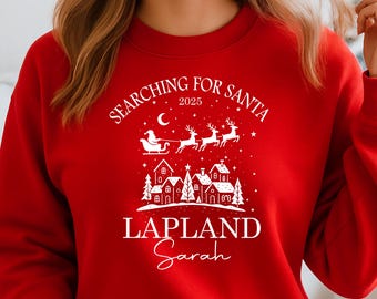 Sudadera navideña con nombre personalizado para la familia, grupo familiar de Laponia 2025 SWT