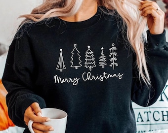 Sudadera de árbol de Navidad, sudadera de Navidad, linda camisa de Navidad, camisa navideña, camisa de Navidad para mujer, ÁRBOL de Navidad 1 (SWT)