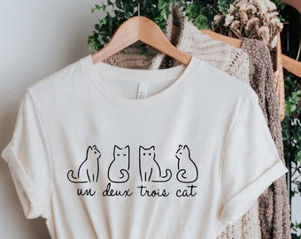 Chemise Un Deux Trois chat, cadeaux pour les amoureux des chats, t-shirt chat, t-shirt chat, chemises chat, t-shirt chat, chemise papa chat, chemise chat maman, chemise chat mignon