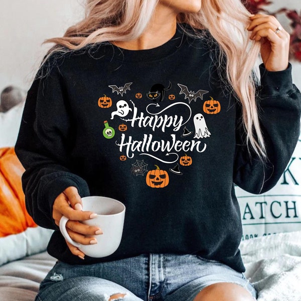 Happy Halloween Witches Sweatshirt, halloween costume, womens costumes, trick or treat, halloween sweatshirt, casual sweatshirts Halloween 1