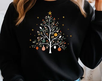 Suéter navideño familiar, árbol de Navidad escandinavo festivo SWT