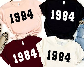 40th Birthday TShirt UK, 1984 Vintage Birthday Shirt, 40th Birthday T-shirts for Women Men, Personalised Birthday Gift , FStyle 1984 (TSRT)
