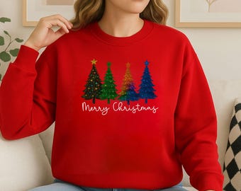 Jersey navideño personalizado, Jersey navideño de Pesadilla antes de Navidad, reno, elfo, jersey, temporada festiva, árbol iluminado (SWT)