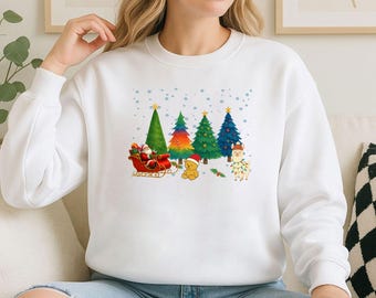 Suéter navideño, camiseta de Pesadilla antes de Navidad, reno, muñeco de nieve, Grinch, Papá Noel, elfo, temporada festiva, iluminación navideña (SWT)