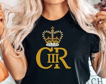 Kung Karls krönings-t-shirt, Brittisk monarki-t-shirt, Krönings-t-shirt för barn, kvinnor och män, C R