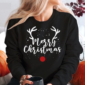 Reindeer Christmas Tree sweatshirt, Christmas sweatshirt, Holiday SweatShirt, Women's Christmas Shirt, Reindeer2  (SWT)