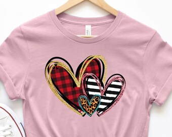 Valentine&#39;s Shirts for Women ,Valentine&#39;s shirt for women, LOVE Shirt, Cute Valentine&#39;s Tshirt heart, Leopard Heart