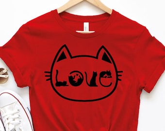 Valentine's Shirts for Women ,Valentine's shirt for women, LOVE Shirt, Cute Valentine's Tshirt heart, Cat Love