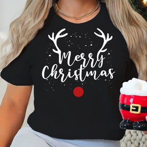 Merry Christmas Tree Shirt, Christmas T shirt, Cute Christmas Shirt, Holiday Shirt, PLAID Print Christmas Tree,Reindeer2