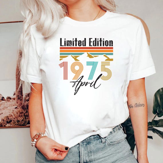 1975 Birthday Tshirt,50th Birthday Gifts, Customise Month Year