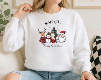Suéter navideño, camiseta de Pesadilla antes de Navidad, reno, muñeco de nieve, Grinch, Papá Noel, elfo, temporada festiva, Equipo Nieve (SWT)