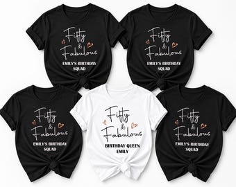 Personalised Custom T-shirt for woman, 50th Birthday shirt,Fabulous Bithday, Custom Age birthday gift, Perfect Sparkly Birthday, Bold 50