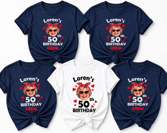 Custom photo 50th Birthday 1976  T-Shirt, Crew Shirts, Squad matching tees, Love 50
