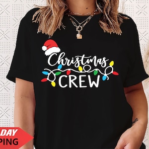 Weihnachtsmann Weihnachtsmann T-Shirt Lustig Weihnachtsmann Hut Lächelnd Retro Vintage Familie Feiertag Weihnachtself Kostüm, Weihnachtscrew-1(Tsrt)