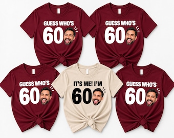 Custom 60th Birthday Photo T-Shirt,Birthday  Group Shirts, Squad matching tees, GO60
