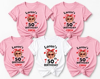 Personalized 50th Birthday Photo Shirt Custom Face Party Tee, Custom 60th Birthday Photo T-Shirts: Matching Party Group Shirts,  Love 50