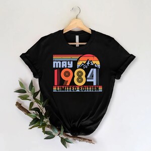 Tshirt 40e anniversaire Royaume-Uni, chemise d'anniversaire vintage 1984, T-shirts 40e anniversaire pour femmes hommes, cadeau d'anniversaire personnalisé, 1984 coloré image 3