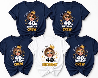 Personalized 40th Birthday Photo Shirt Custom Face Party Tee, Custom 60th Birthday Photo T-Shirts: Matching Party Group Shirts,  Queens 40