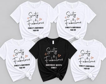 Personalised Custom T-shirt for woman, 60th Birthday shirt,Fabulous Bithday, Custom Age birthday gift, Perfect Sparkly Birthday, Bold 60