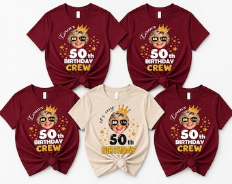 Personalized 50th Birthday Photo Shirt Custom Face Party Tee, Custom 60th Birthday Photo T-Shirts: Matching Party Group Shirts,  Queens 50