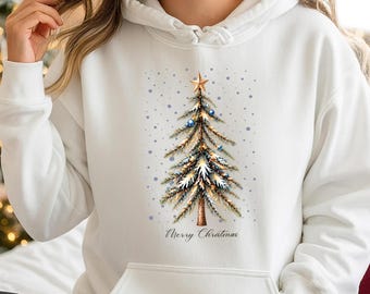 Merry Christmas Hoodie,Nightmare Before Xmass Top,reindeer,grinch,snowman,faith gift,santa claus,Elf,festive holiday season, Tree 89