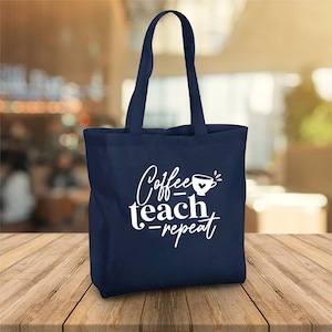 Gepersonaliseerde leraar tas, aangepaste leraar Tote tas, elke naam, Rainbow Tote tas, leraar geschenk, school verlaten geschenk, koffie Teach Reapet