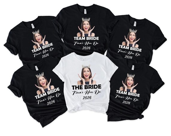 Personalised Hen Party Shirt, Team Bride T Shirt, Hen Party Shirt, Bachelorette Party tee, Bachelorette top, Bride picture top, Crown Bride