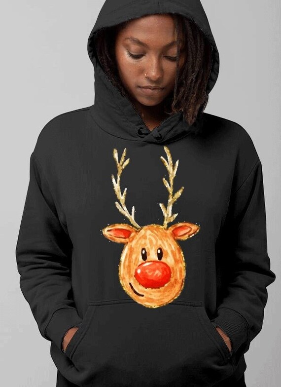 Merry Christmas Reindeer Hoodie Santa Hat Christmas Tree Vintage Family Holiday Xmas Elf Costume Reindeer 4hoodie Etsy UK