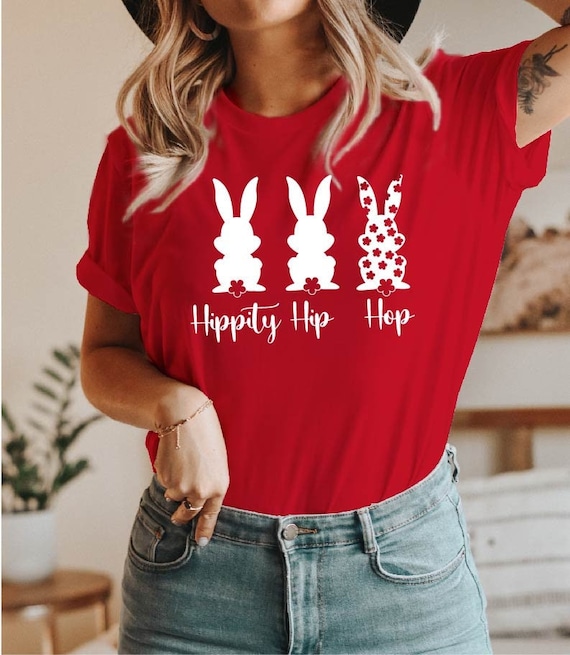 うさぎシャツ \ 花柄うさぎシャツ \ 春Tシャツ \ イースターTシャツ 