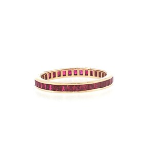14K Princess Cut Ruby Eternity Band, Ruby Channel Set Ring, July Birthstone, Luxury Gift for Her, Minimalist Ring, Classic Gold Band