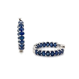 14k Sapphire Hoop Earrings / 14k gold hoops / gemstone hoops / unisex hoops / sapphire earrings