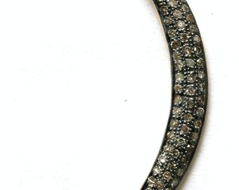 35mm Crescent Moon Pendant / 925 Sterling Silver / Silver Jewelry / DIY Jewelry / Diamond Encrusted Jewelry