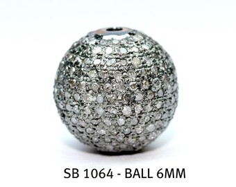 Round Ball Spacer Beads / 925 Sterling Silver / Beads / Waterproof / Jewelry / Silver Jewelry / Silver Pave / Spacer / Oxidized