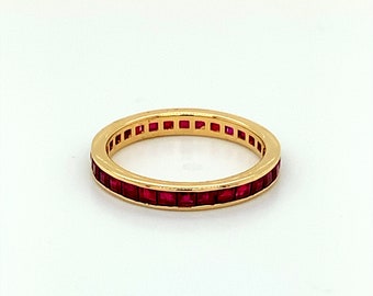 14 K Yellow Gold Ruby Ring, 14k Solid Gold Band, Natural Ruby Ring, July Birthstone Jewelry, Anniversary Gift For Her