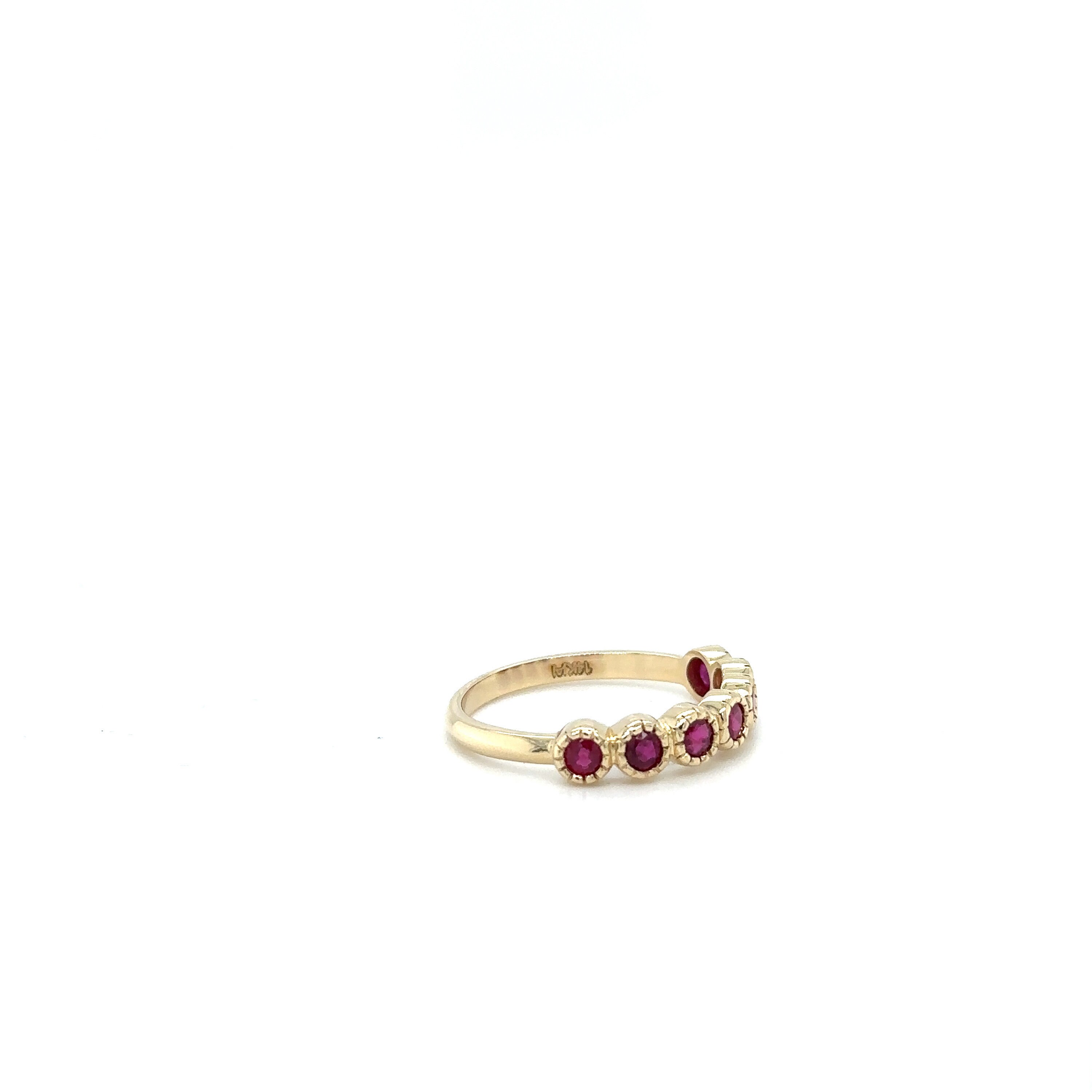 14K Yellow Gold Ruby Half Eternity Band, 14K Solid Gold Ring, Natural ...