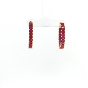 Genuine Ruby Hoops, 14.91ctw 1.5 Inch Gold Hoops, Heavy 13.81g 14K Gold Fine Jewelry, Luxury Anniversary Gift