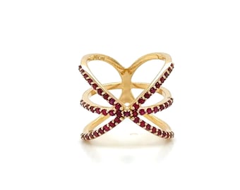14K Yellow Gold Ruby Ring, 14K Solid Gold Ring, Natural Ruby Stone Ring, Anniversary Gift For Her, Victorian Elegant Style Ring