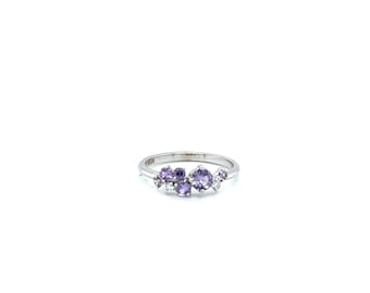 14k White Gold Purple Sapphire Ring, 14K Solid Gold Ring, Natural Purple Sapphire Ring, Natural Diamond Ring, Anniversary Gift For Her