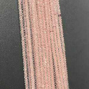 3.5-4mm Morganite Gemstone Bead Necklace /Pink Crystals / Morganite Gemstone Strand /DIY Jewelry / November Birthstone